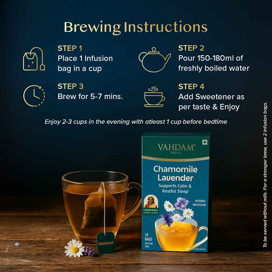 Vahdam Chamomile Lavender for Better Sleep | Herbal Infusion