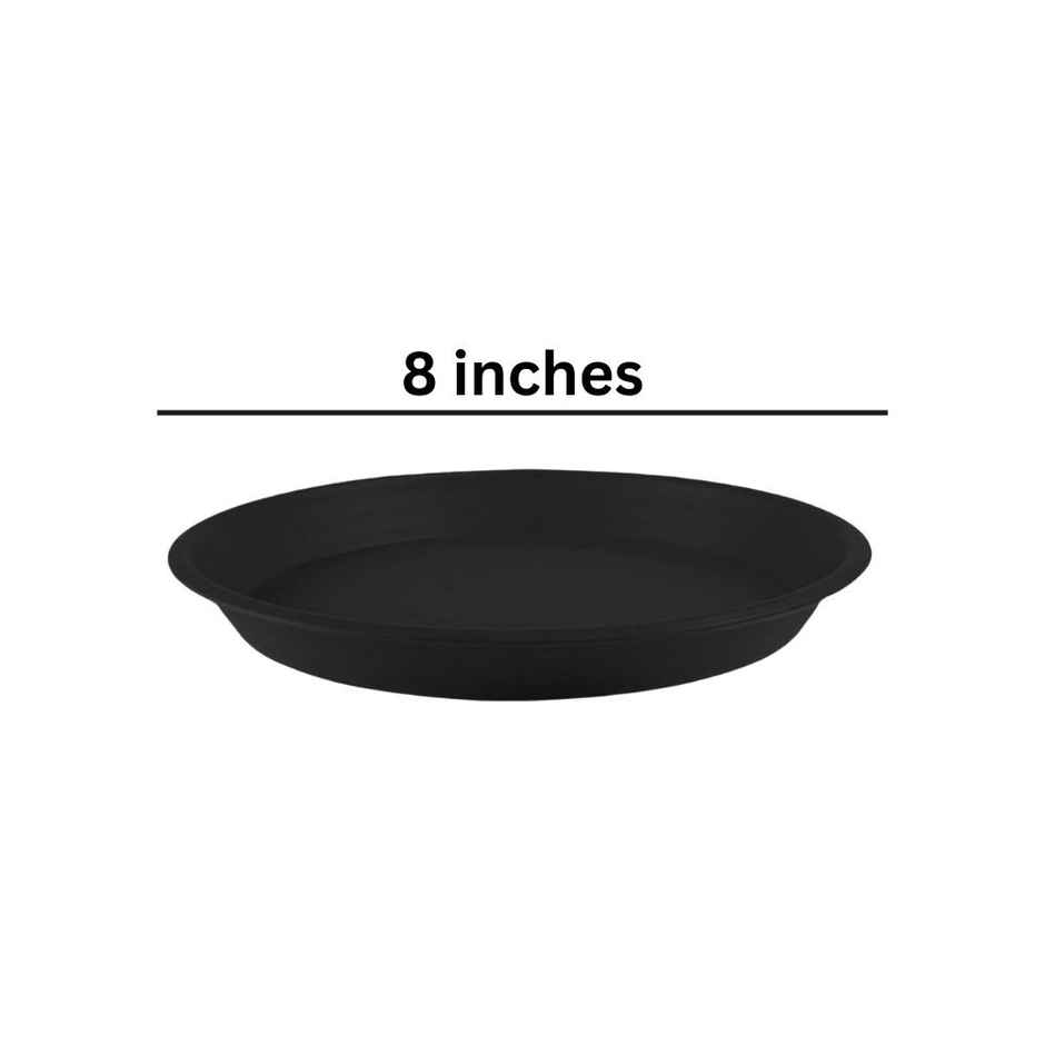 Nayra Plant Tray/Saucer Round Black Plastic Tray for Plant pots | 8 Inch | 3 Pcs