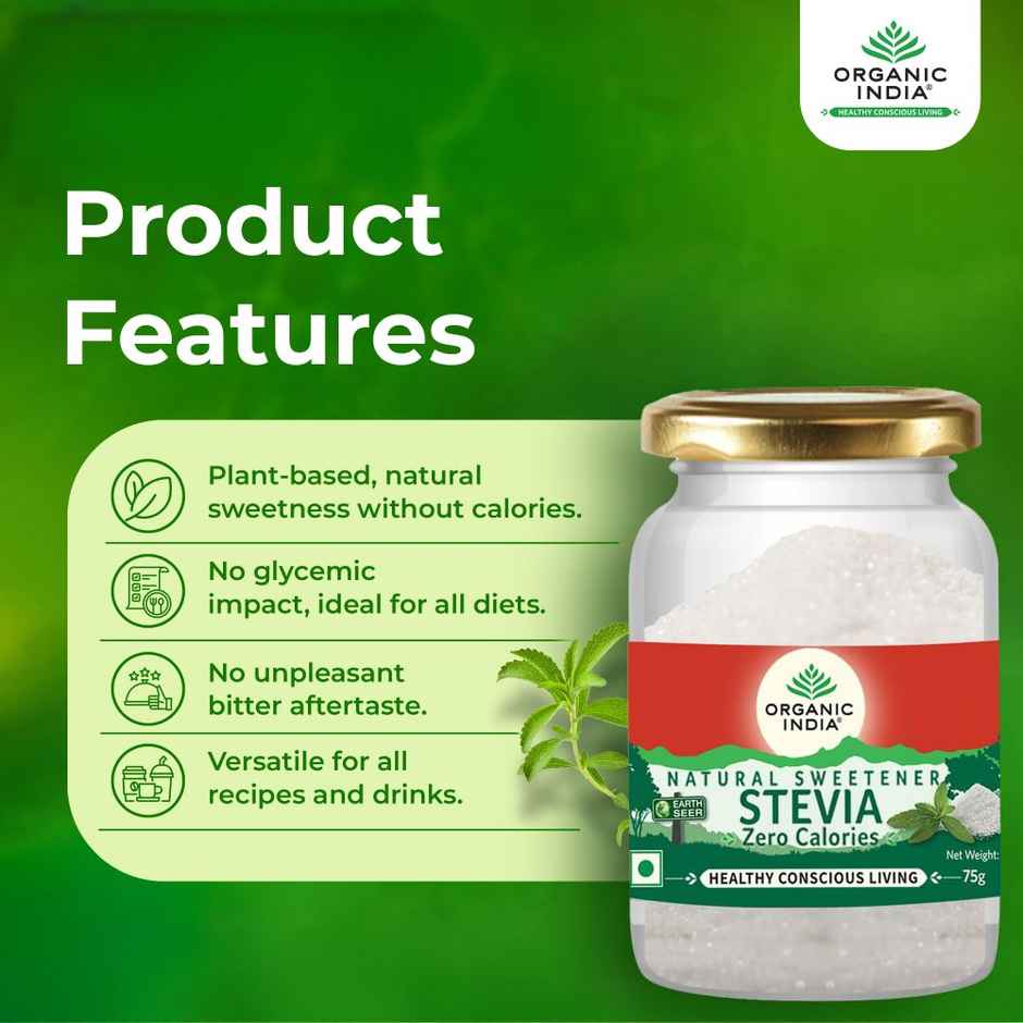A Tata Product - Organic India Stevia Powder, Natural Sweetener, Sugar Free