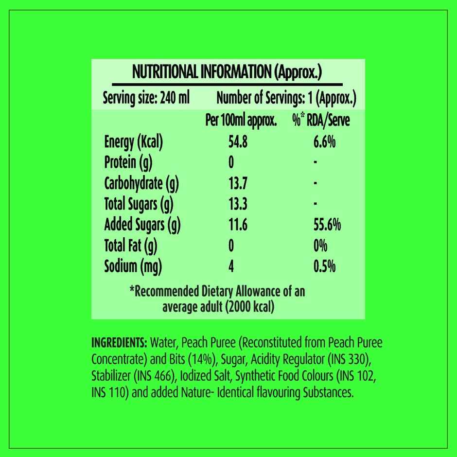 Del Monte Peach Fruit Drink with Real Peach Bits Sweet, Juicy & Perfect for Cocktails & Mocktails
