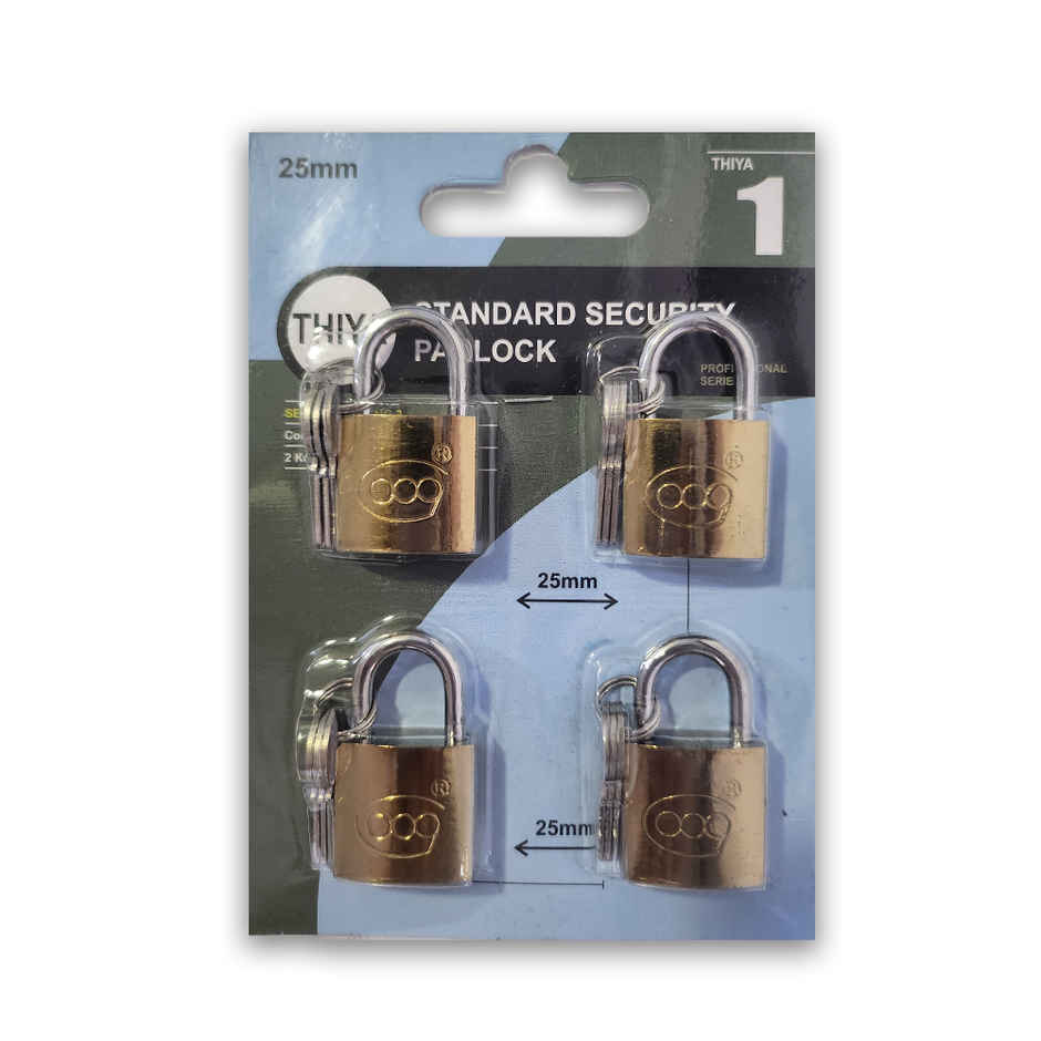 Chrome 25Mm Gold Pad Lock 4Pc Set