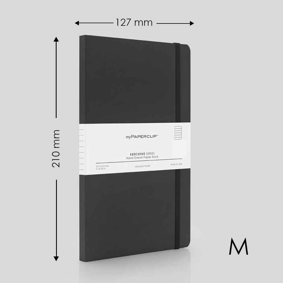 myPAPERCLIP Executive Series Medium Notebook | Smart Size | Black | 192 Pages | Ruled Pages