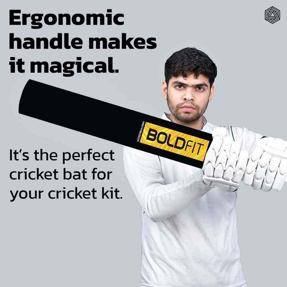 Boldfit Plastic Cricket Bat | Full Size | Black & Yellow for Turf Matches