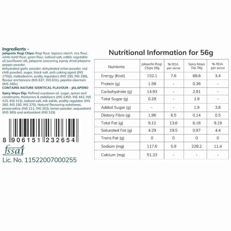Snackible Jalapeno Ragi Chips | with Spicy Mayo Dip | High Fibre