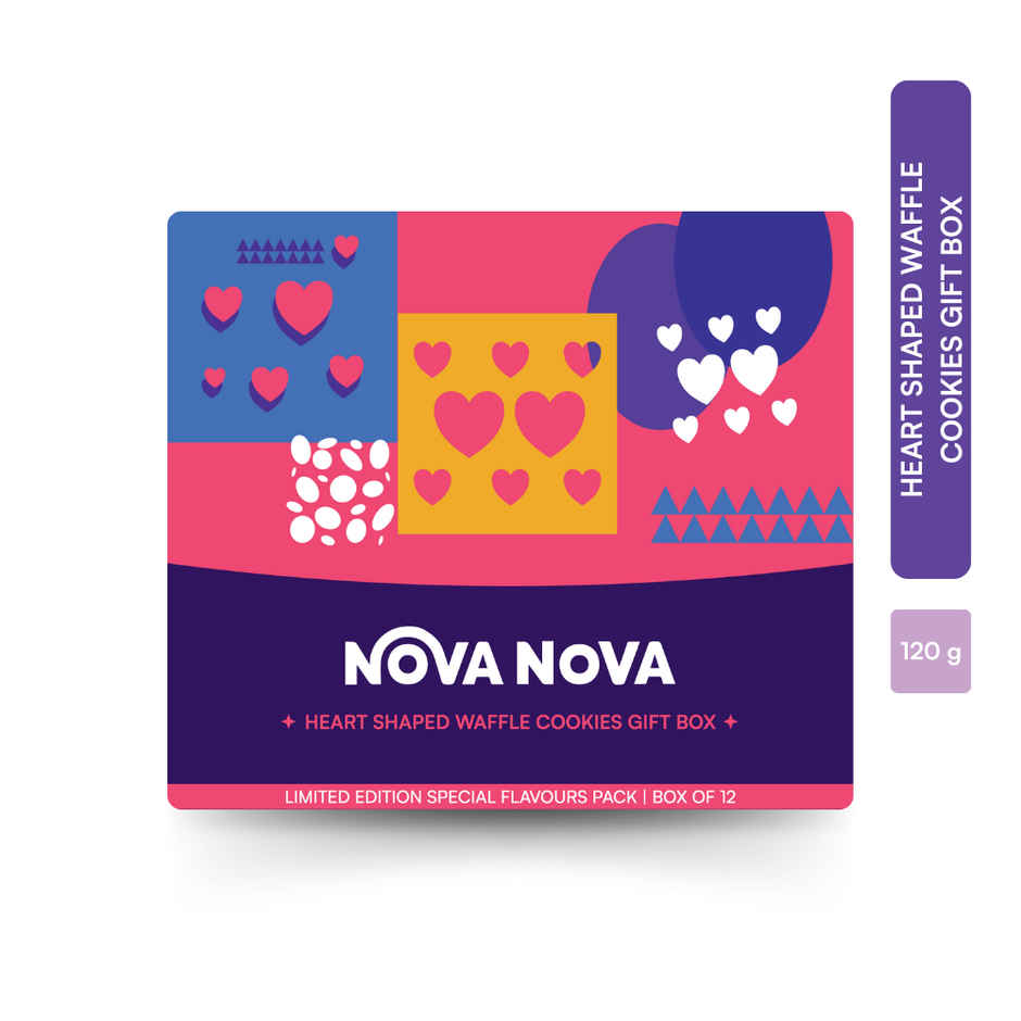 Nova Nova Heart Shaped Waffle Cookies & Chocolates Gift Box - Valentine's Day Special