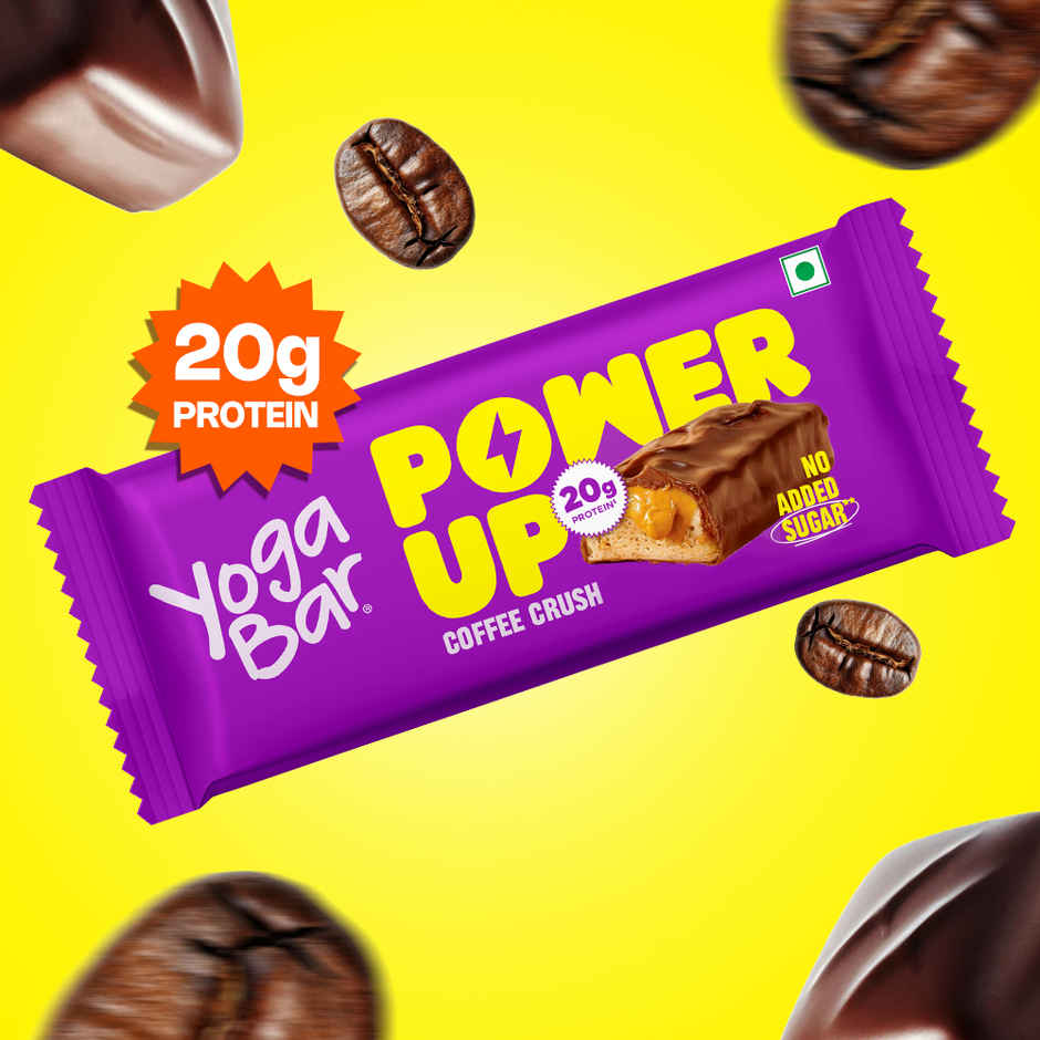 Yoga Bar Power Up 20g Protein Bar, Coffee Crush, No Added Sugar
