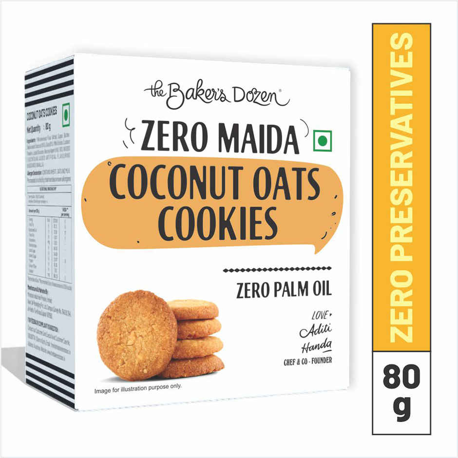 The Baker'S Dozen Zero Maida Elaichi Rusk (80g) & The Baker'S Dozen Zero Maida Coconut And Oats Biscuits Cookies | Maida-Free And Trans Fat-Free (80g) Combo