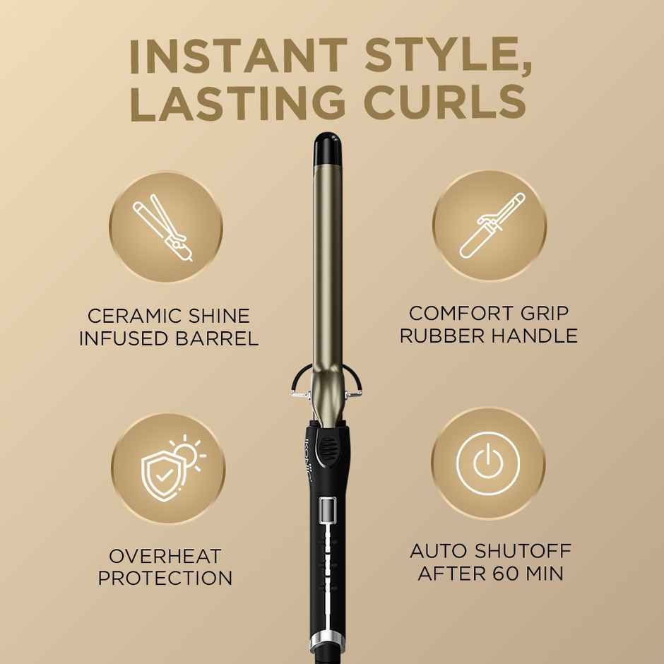 Ikonic Curling Tong - 22mm, Black & Golden