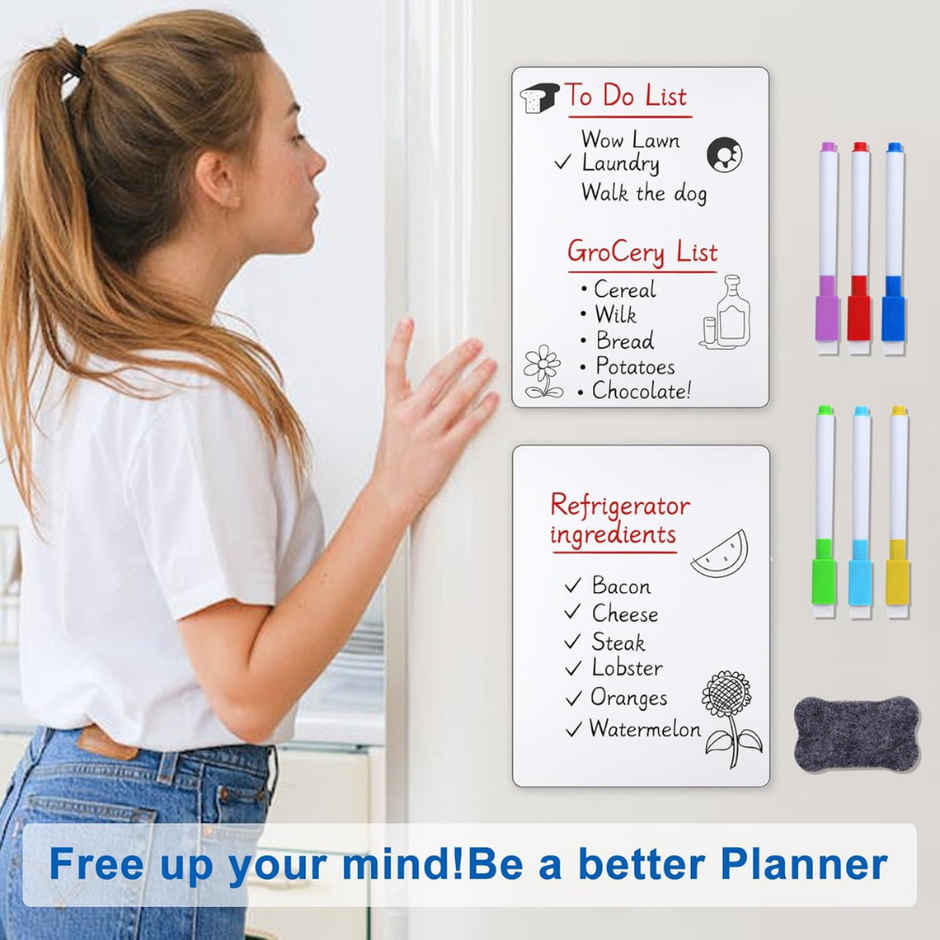 Se7en Magnetic White Board Planner Sheet with 4Pcs Magnetic Marker Pen & Eraser