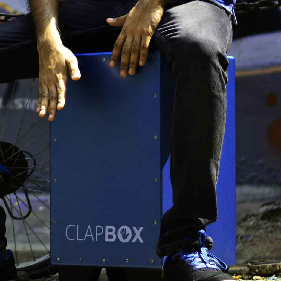 Clapbox Adjustable Snare Cajon Cb40- Blue, Birch Wood (H:50 W:30 L:30) - 3 Internal Snares