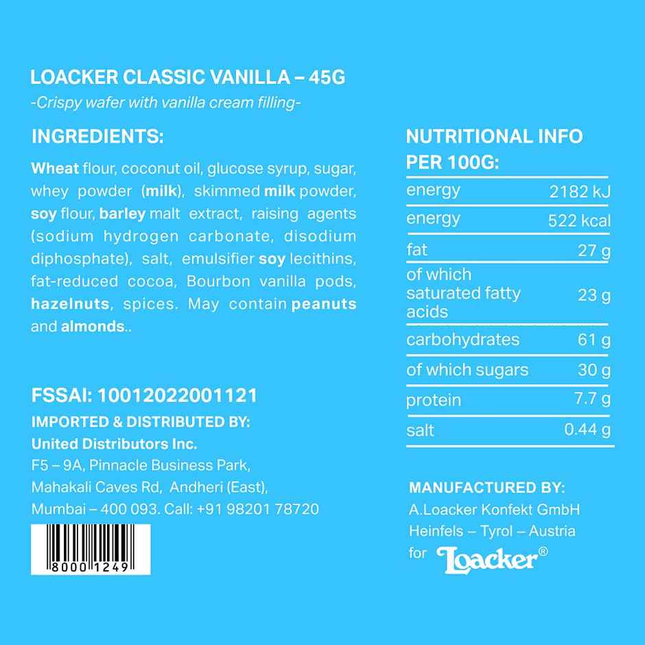 Loacker Classic Wafer | Vanilla