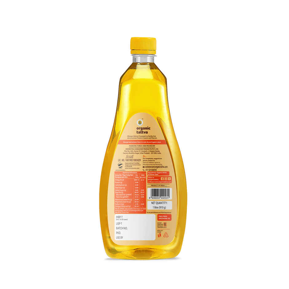 Organic Tattva Sunflower Cold Pressed Oil | Healthy Cooking Oil
