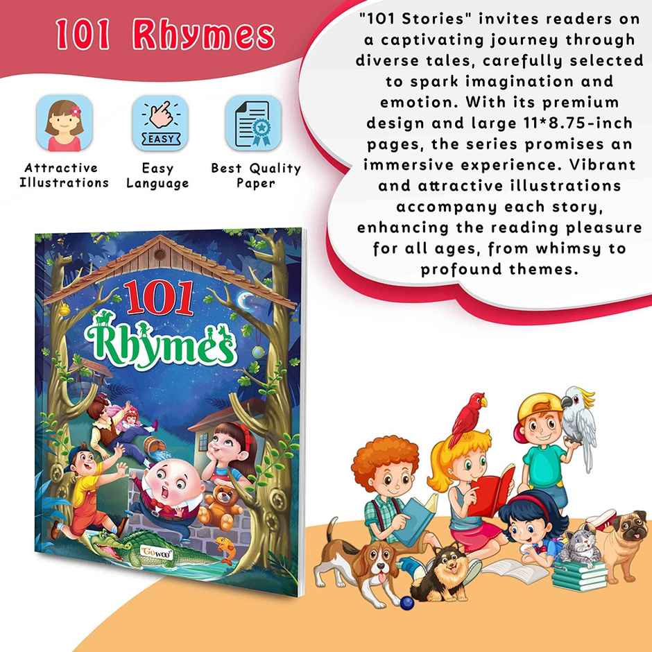 101 Rhymes Book for Kids | Ages 3-12 | Paperback - Kids Rhyming Book, Educational Fun Learning Book