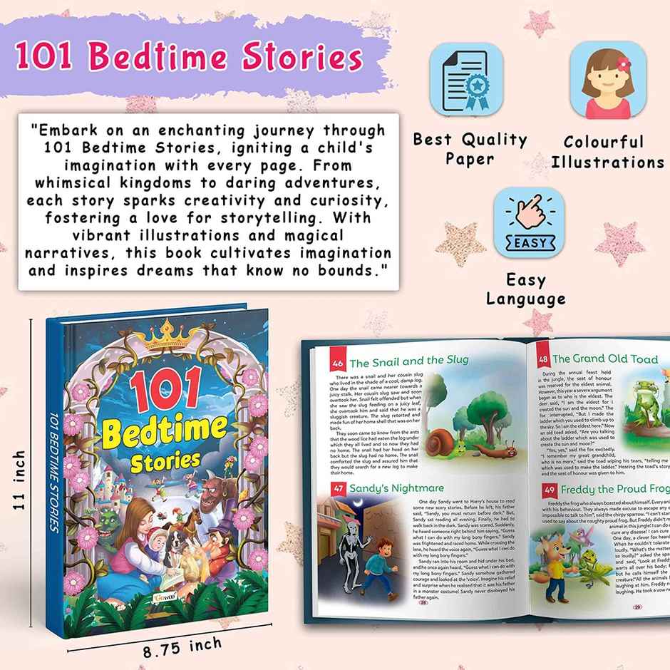 101 Bedtime Stories | Ages 3-12 | Hardbound - Nighttime Storybook for Kids | Bedtime Story Book