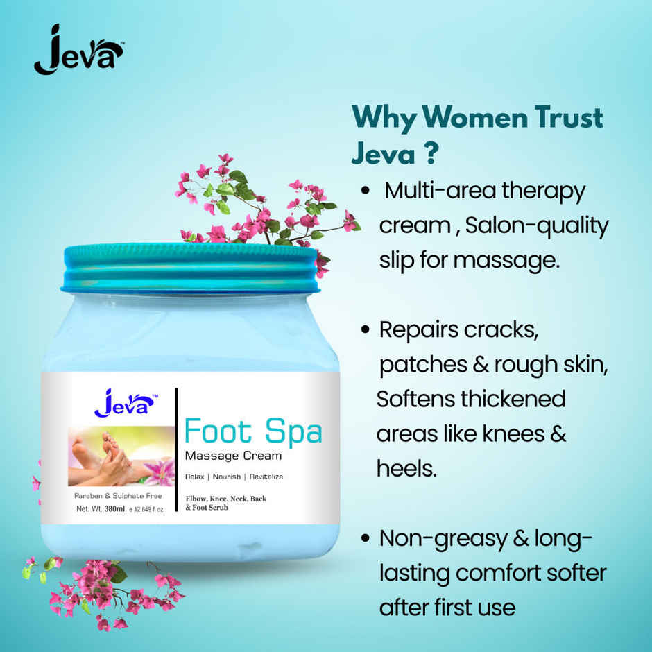Jeva Foot Spa Cream | Deep Moisturizing & Softening Gel for Elbows, Knees & Feet