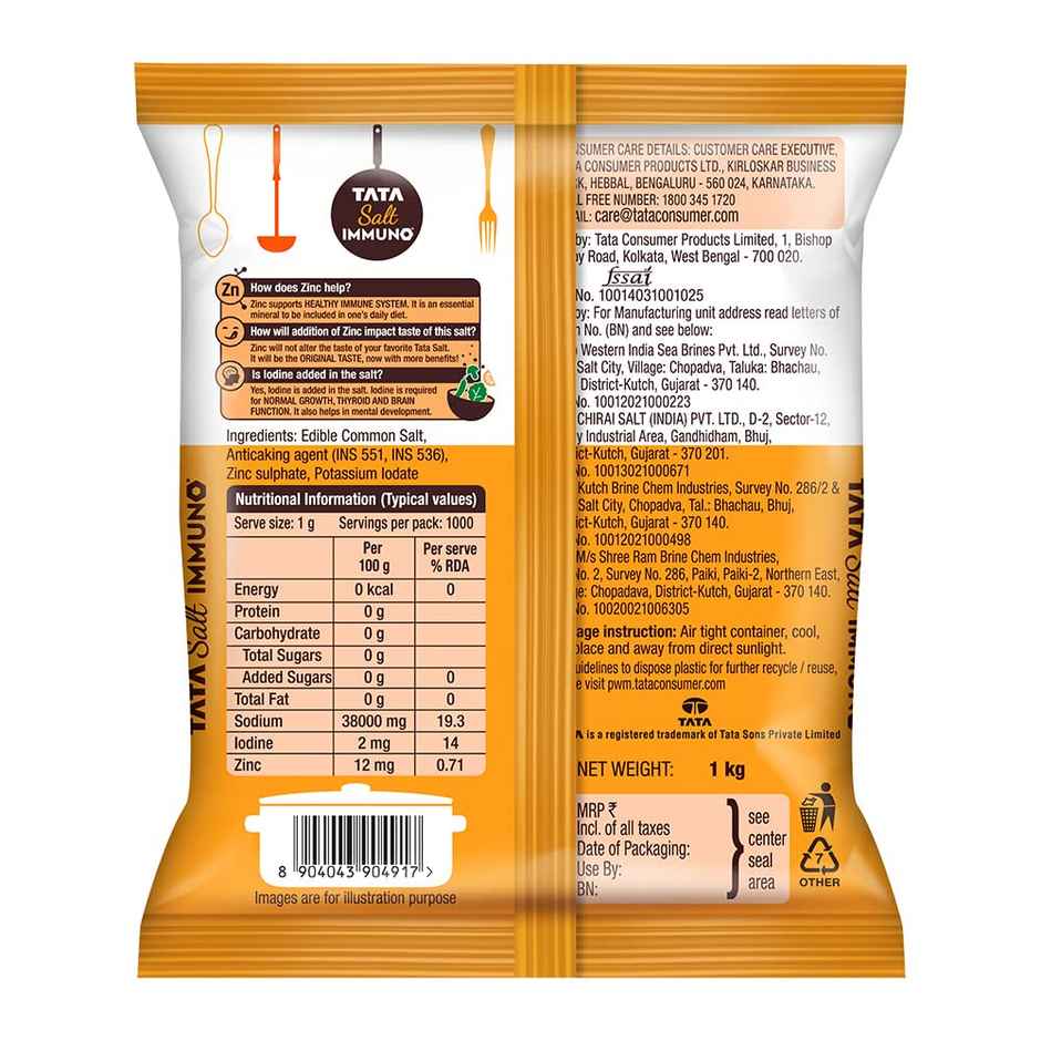 Tata Salt Immuno, Edible Common Salt, With Zinc And Iodine