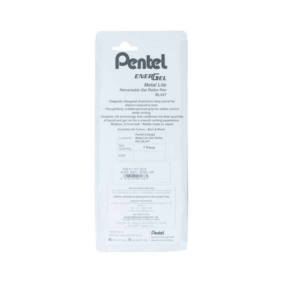 Pentel Energel Metal Lite Single Blister Black Body Black Ink