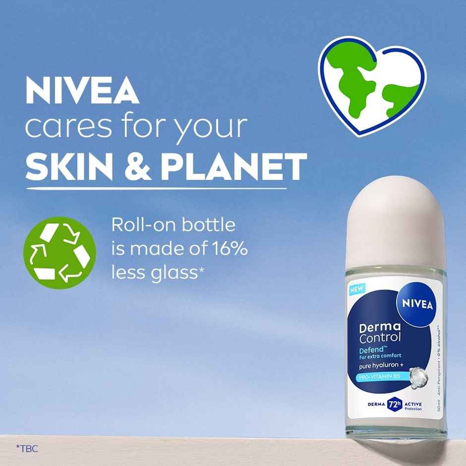 NIVEA Derma Control Defend Alcohol Pure Hyaluron and ProVit Underarm RollOn Women