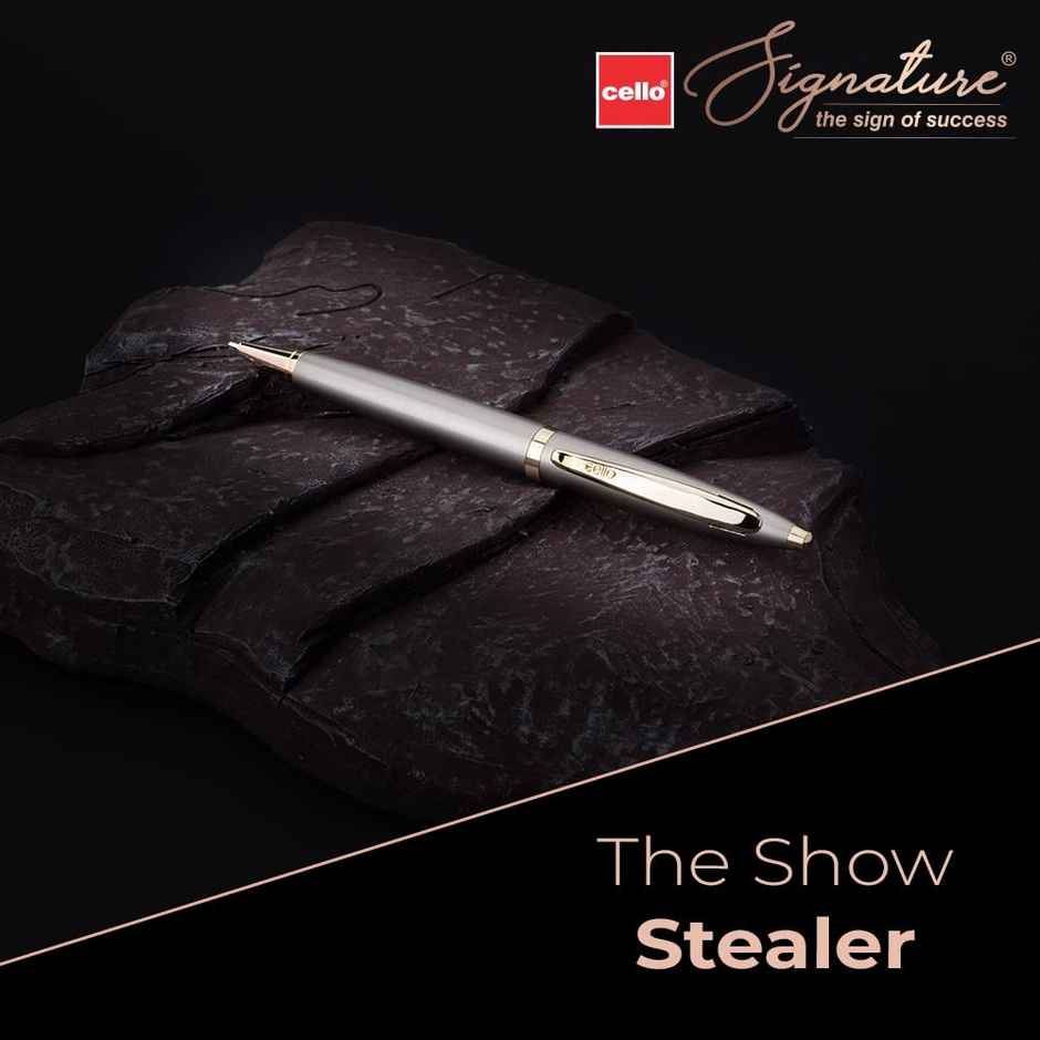 Cello Signature Ivory Blue Ball Pen