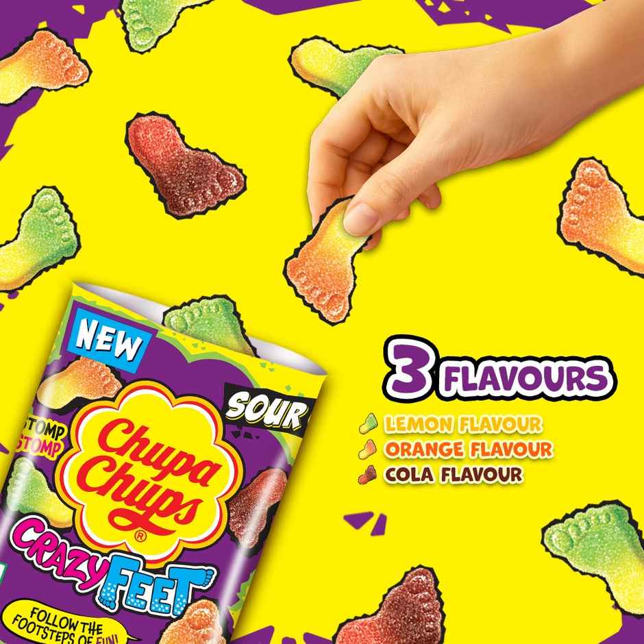 Chupa Chups Sour Crazy Feet Assorted Flavour Soft Candy Combo