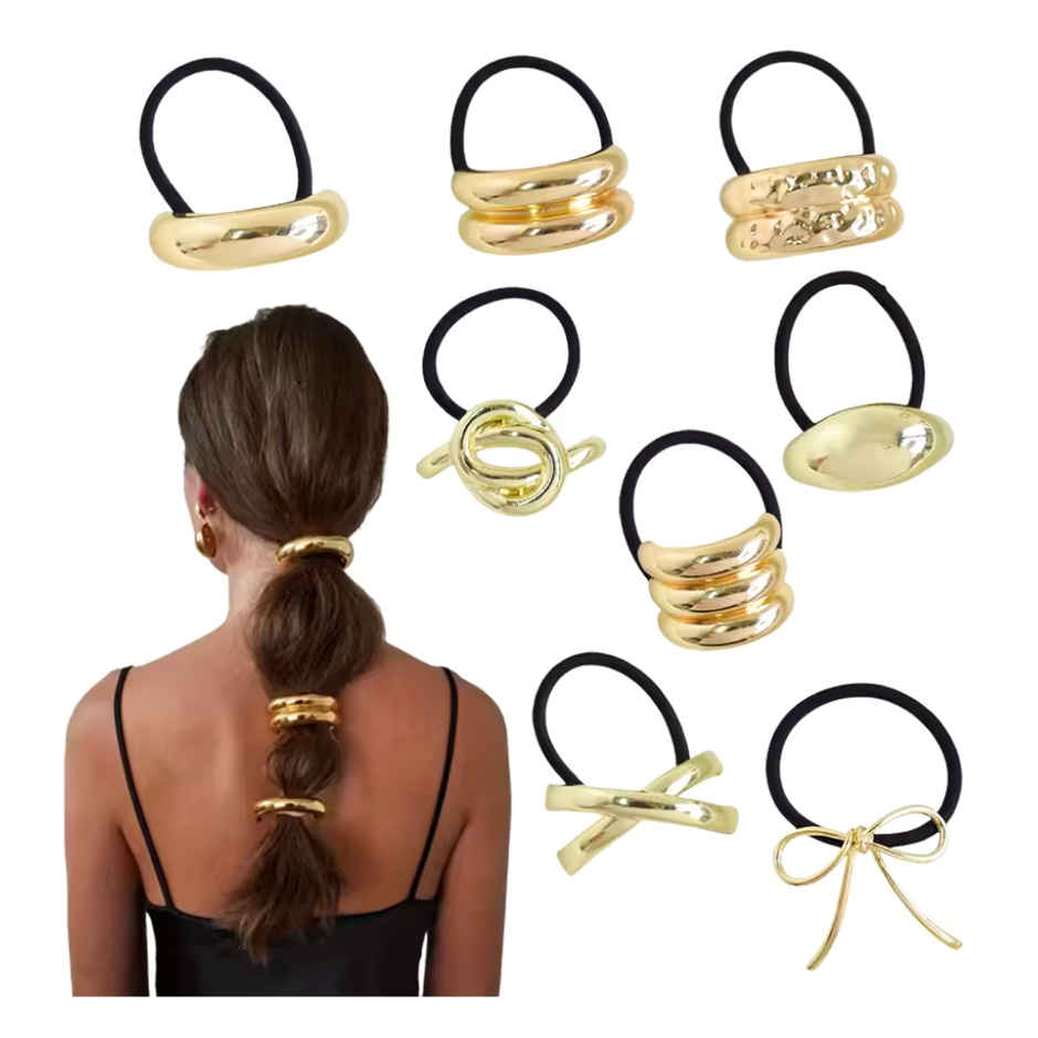 Se7en Premium Hair Rubber Bands With Assorted Designs Made Of Metal