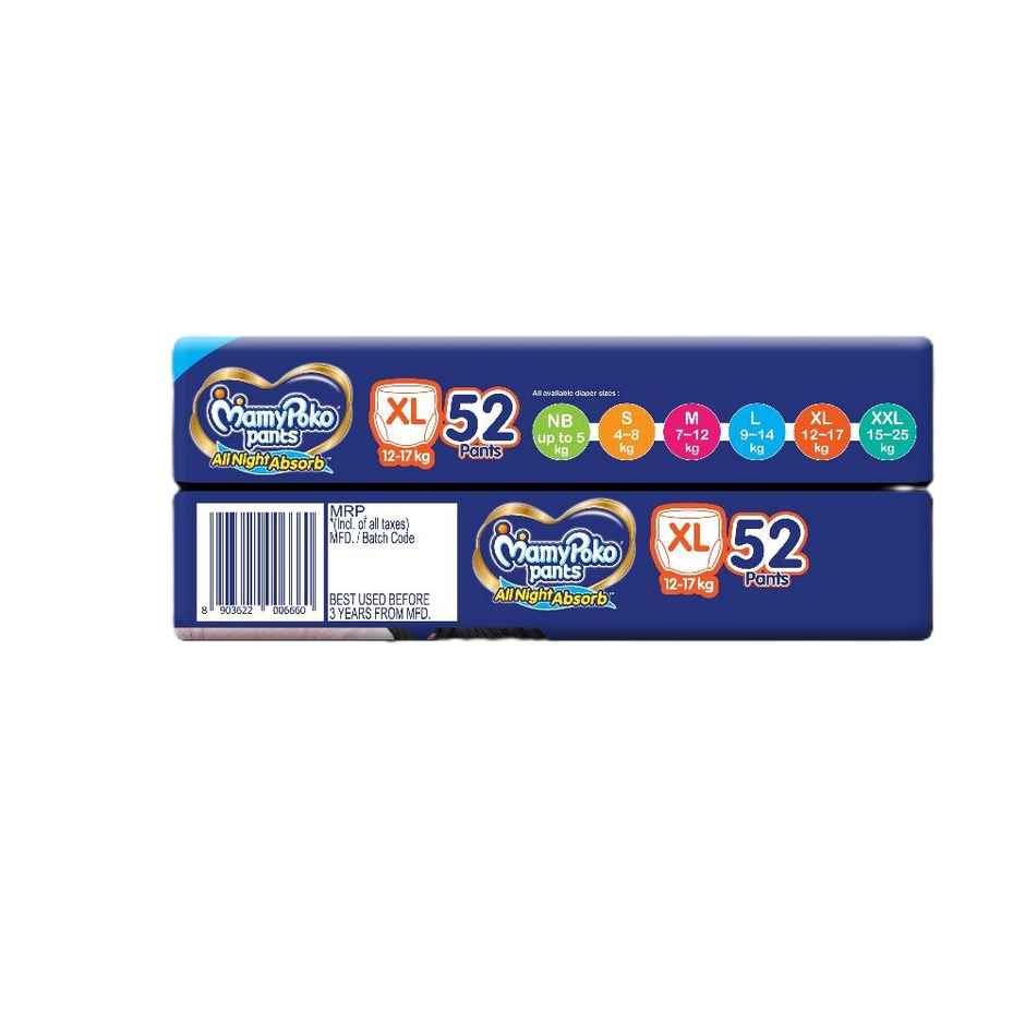 Mamypoko All Night Absorb Pant Style Diaper | XL | 52 pcs
