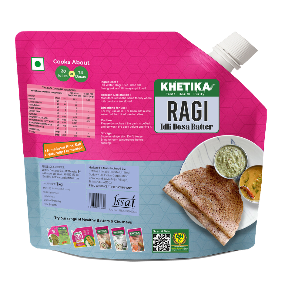 Khetika Ragi Millet Dosa Batter