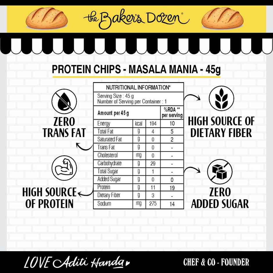 The Baker's Dozen Protein Chips - Masala Mania