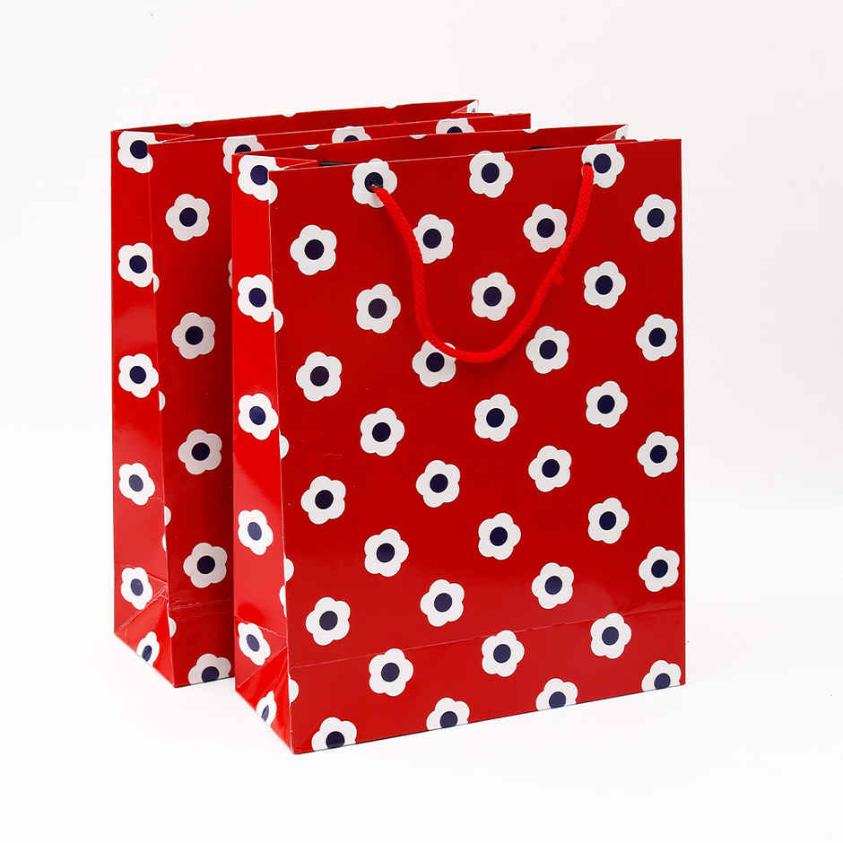 Archies Red Ditsy Floral Print Paper Bag | Medium