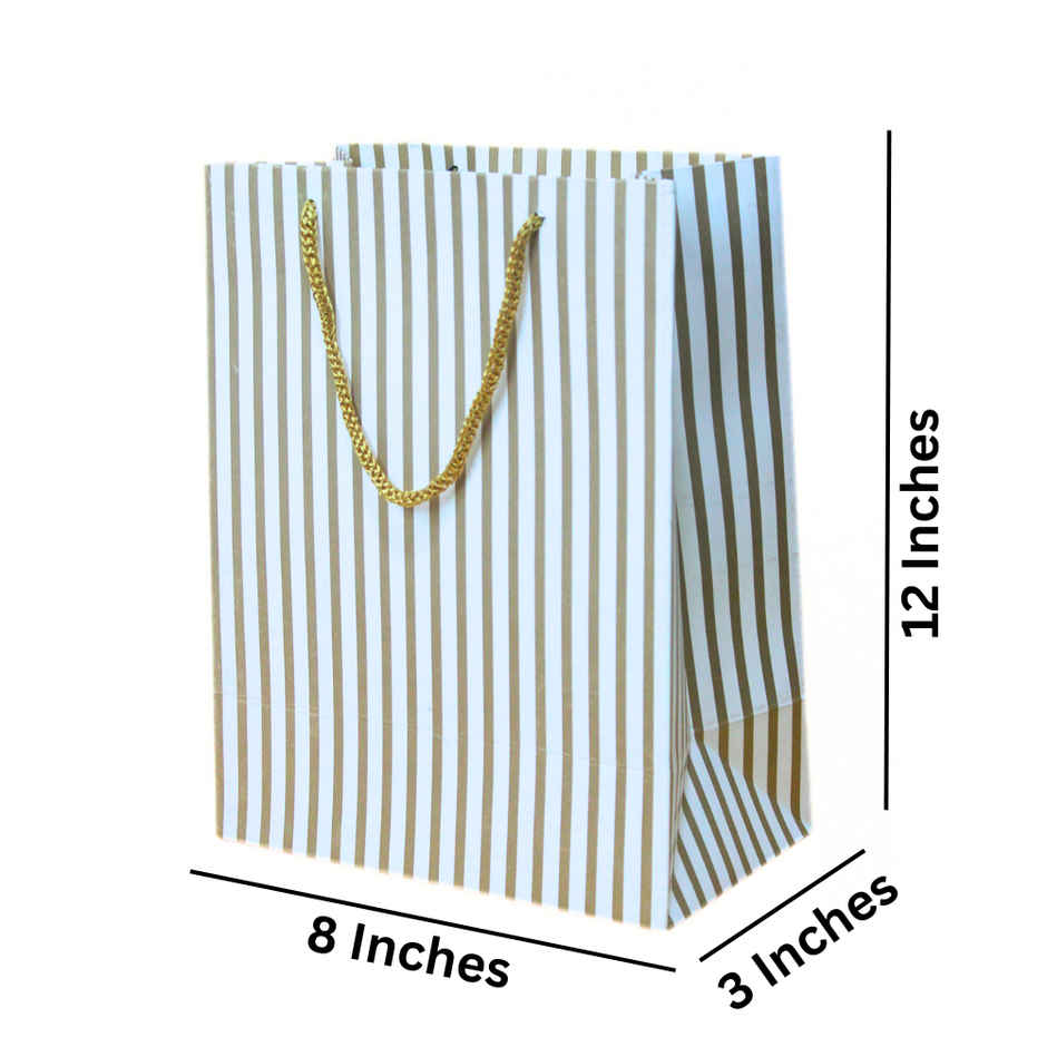 SE7EN Lines Design Gifting Paper Bag | Golden - M