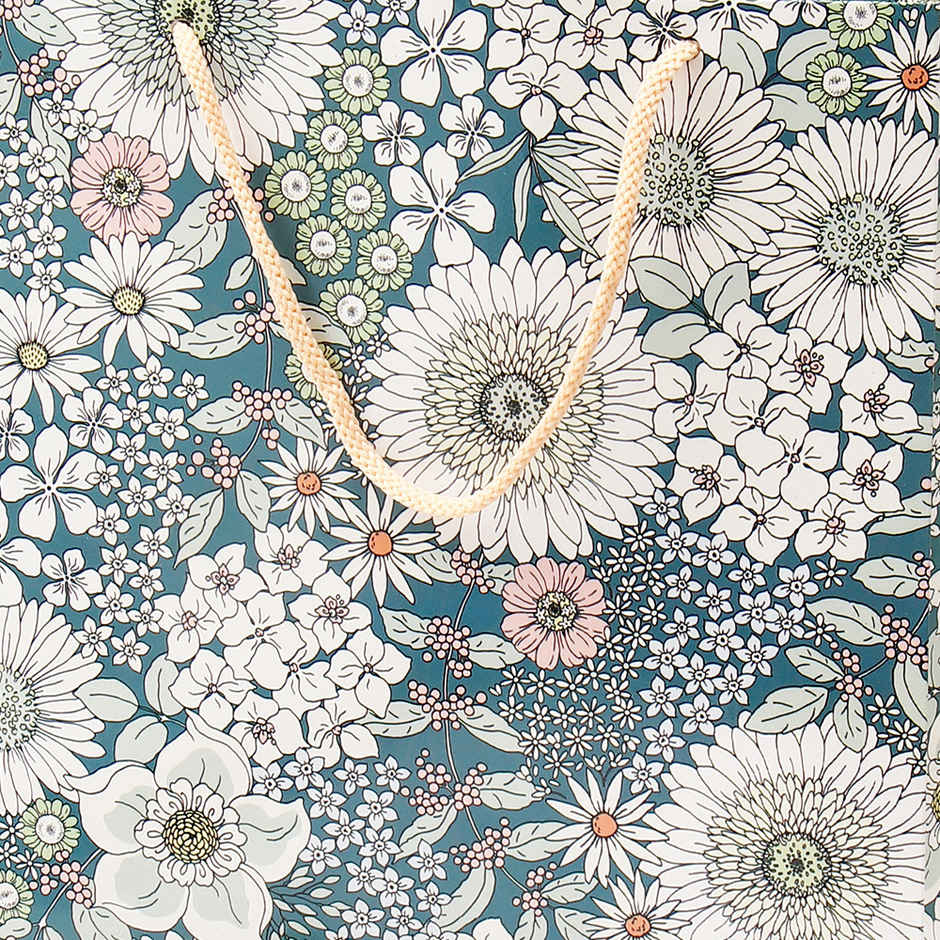 Archies Elegant Grey Floral Pattern Paper Bag | Medium