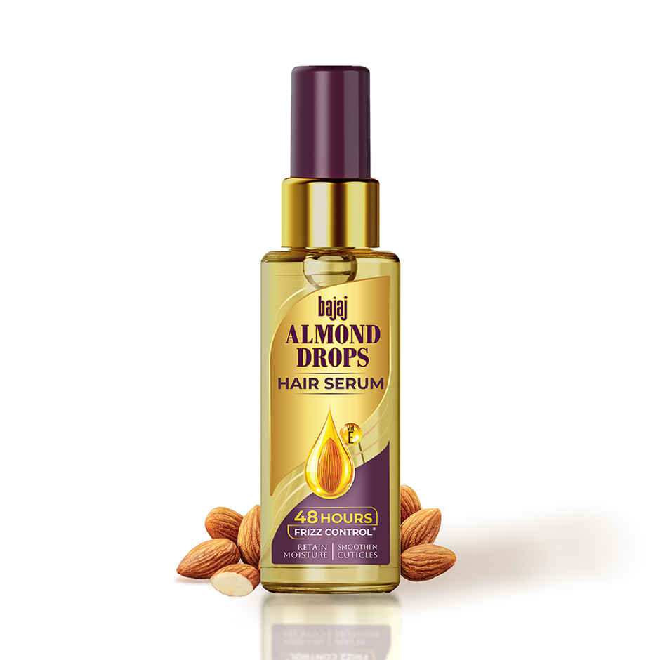 Bajaj Almond Drops Hair Serum with Almond Oil & Vitamin E, Nourishes Dry & Frizzy Hair up to 48 hrs