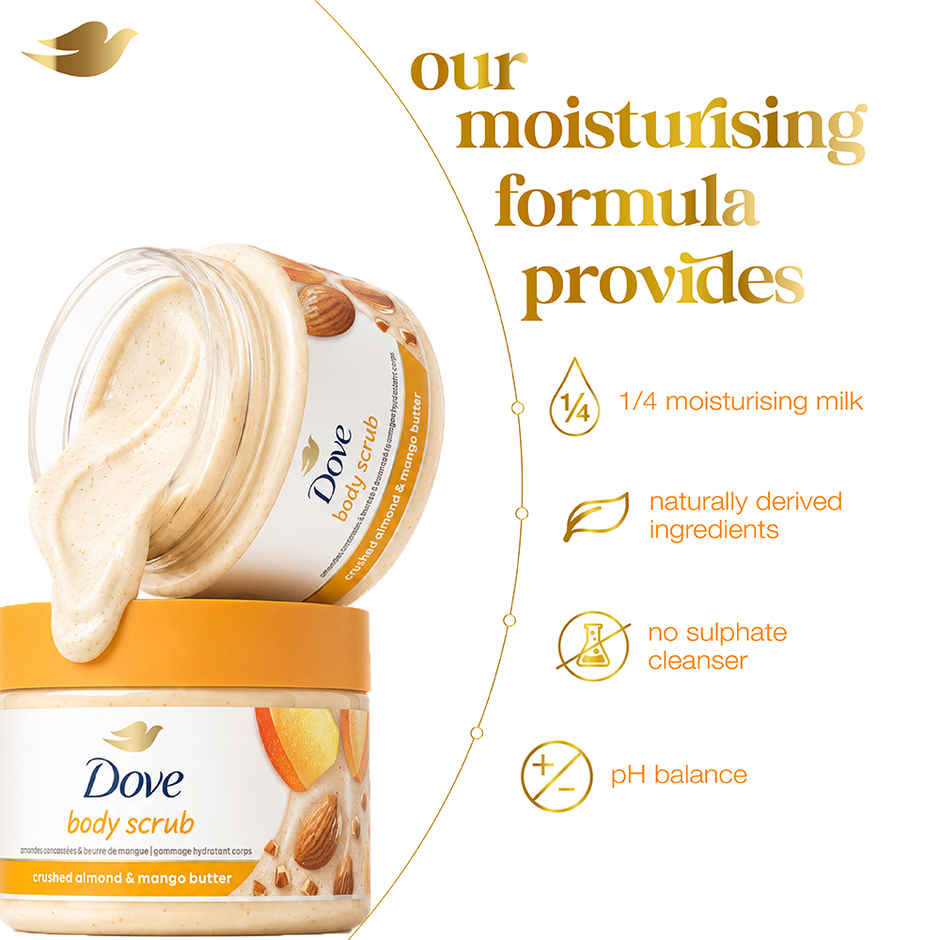 Dove Body Polish Scrub | Almond & Mango Butter | For Dry Skin | Get Soft & Smooth Skin