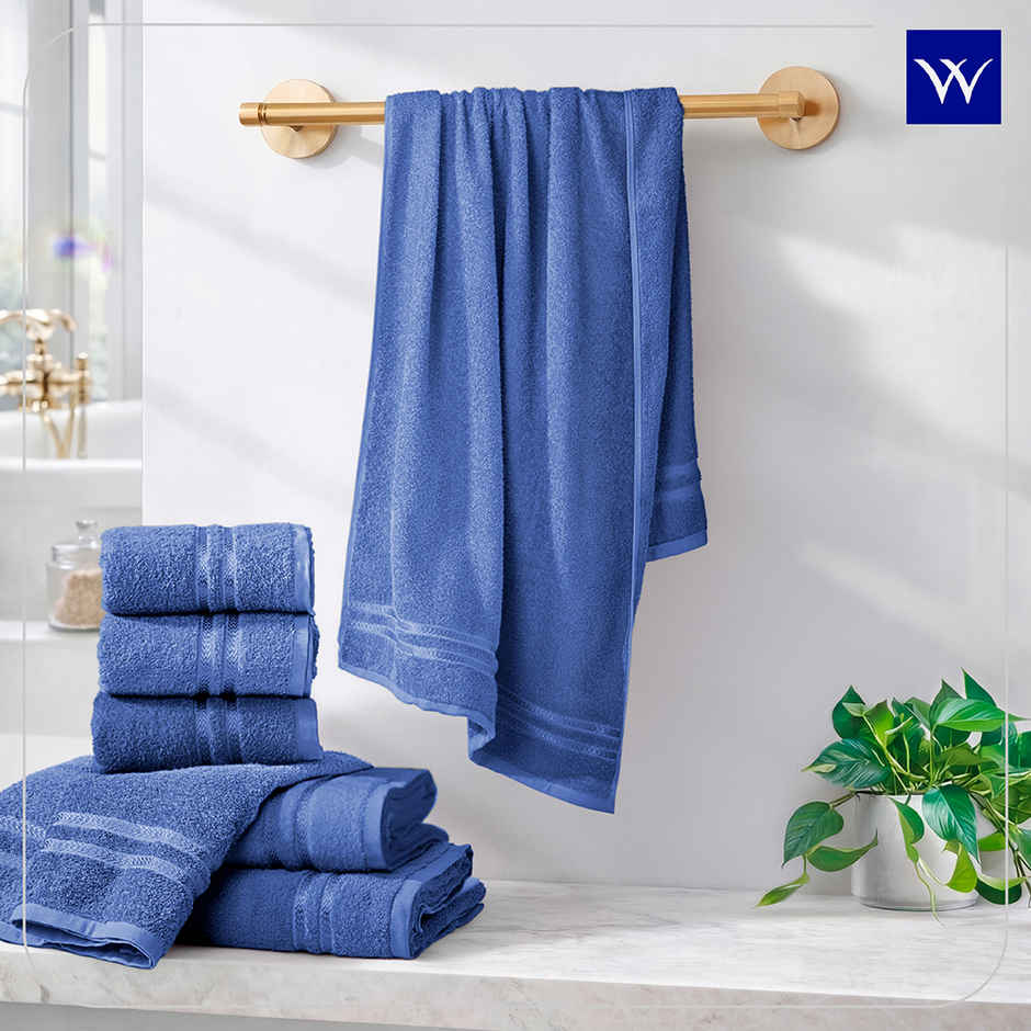 Welspun Large Quick Dry Cotton Lightweight Breathable Bath Towel | Dark Blue