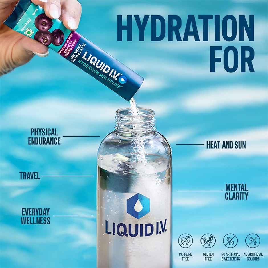 Liquid I.V. Hydration Multiplier - Acai Berry | 3 Sticks | Hydration Drink Mix