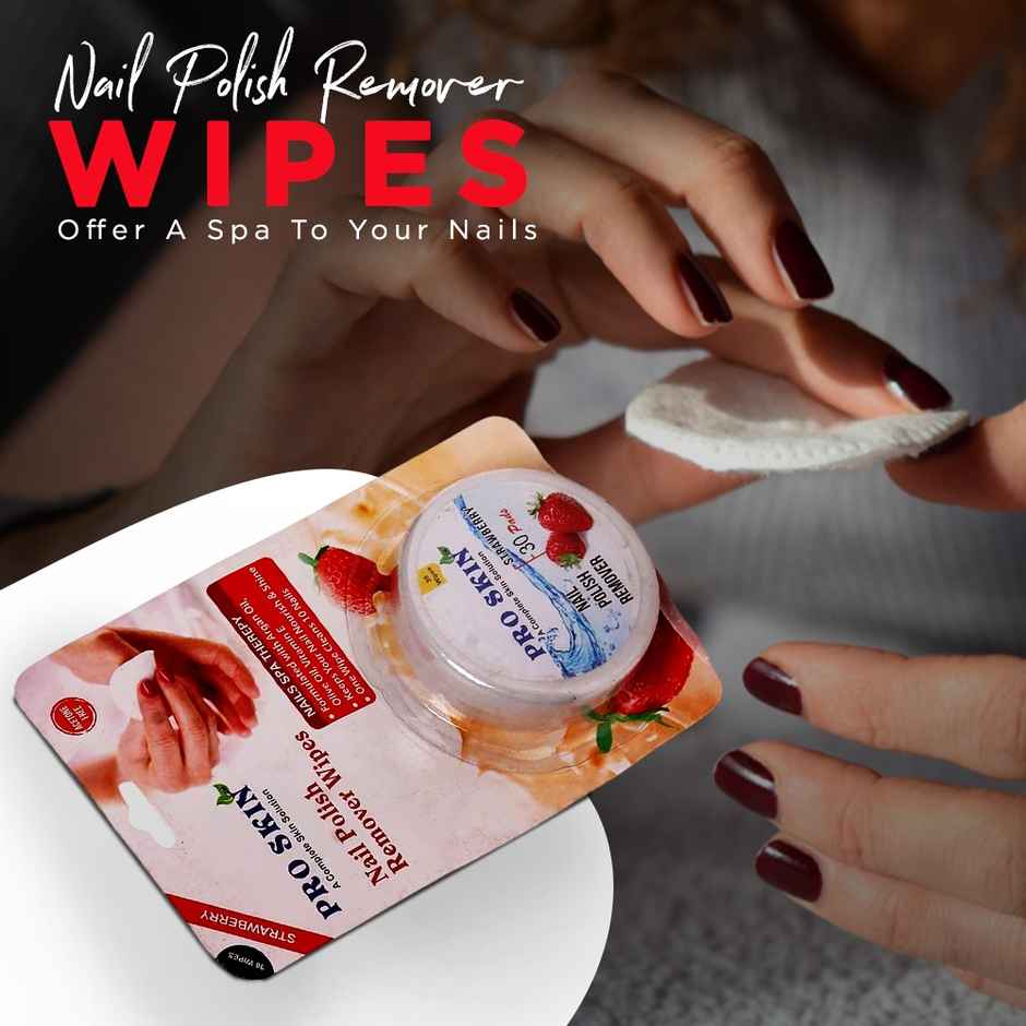 Pro Skin Nail Polish Remover Wipes - Strawberry, 30 wipes