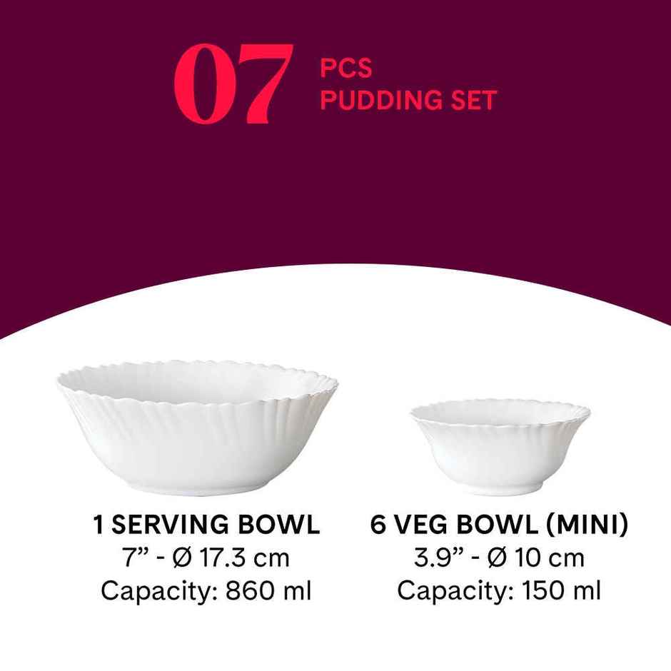 Larah by Borosil Coral Pudding Set | Opalware Crockery for Dining & Gifting Bowl Set