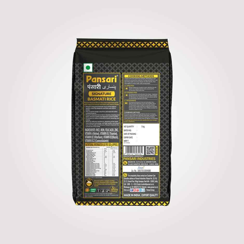 Pansari Signature Basmati Biryani Rice | Extra Long Grain | Chawal, 100g Shasha Jeera Free Inside the Pack