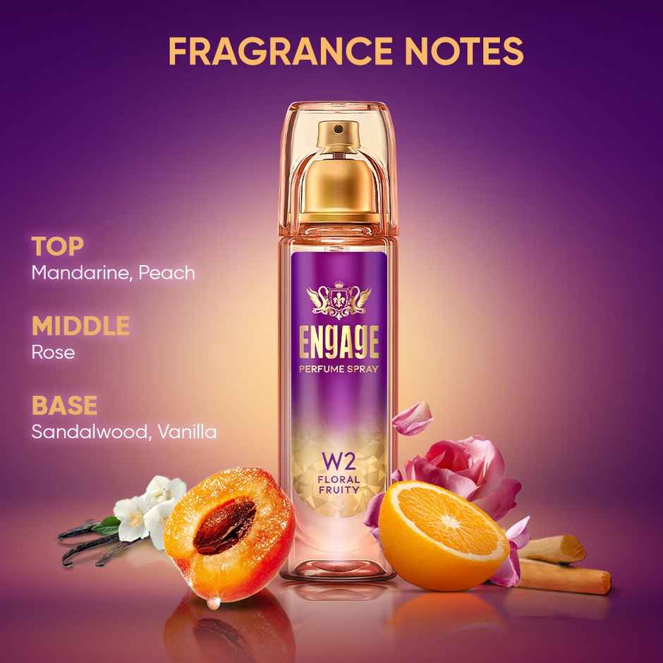 Engage W2 Perfume Spray for Women 120ml | Floral & Fruity | Berries, Orchid, Vanilla