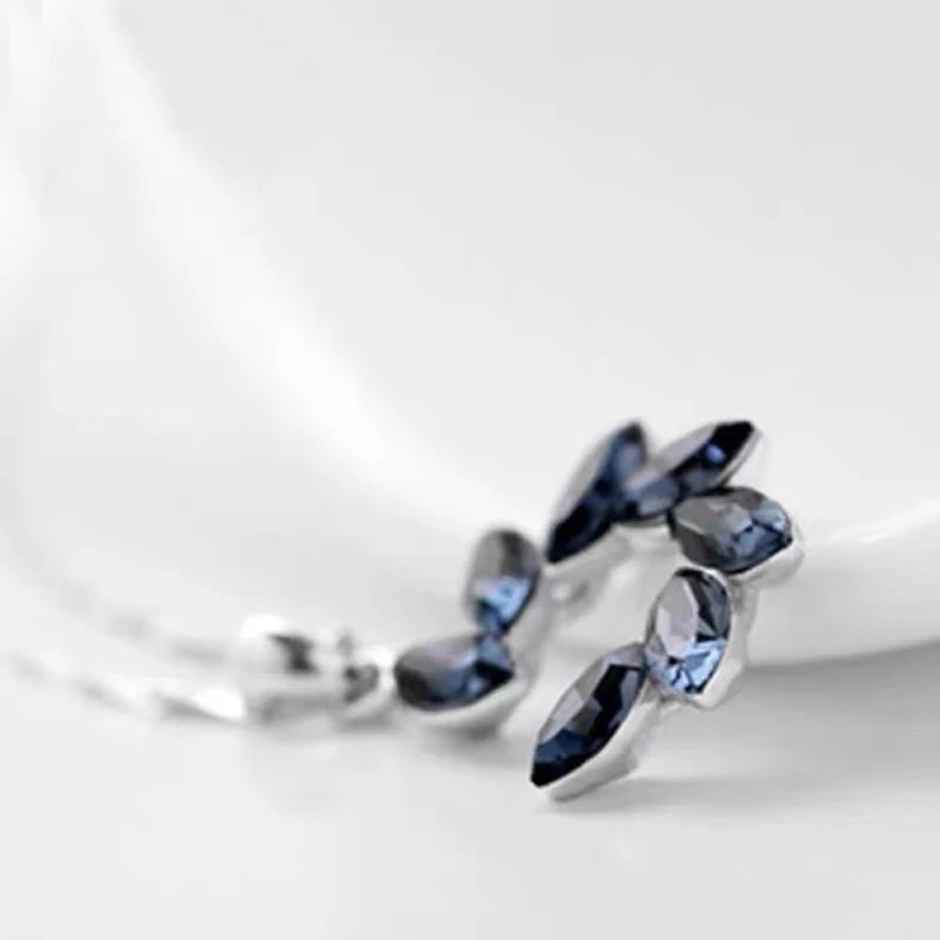 Shining Diva Fashion Silver Plated Blue Crystal Chain Pendant Necklace for Women and Girls 14617np