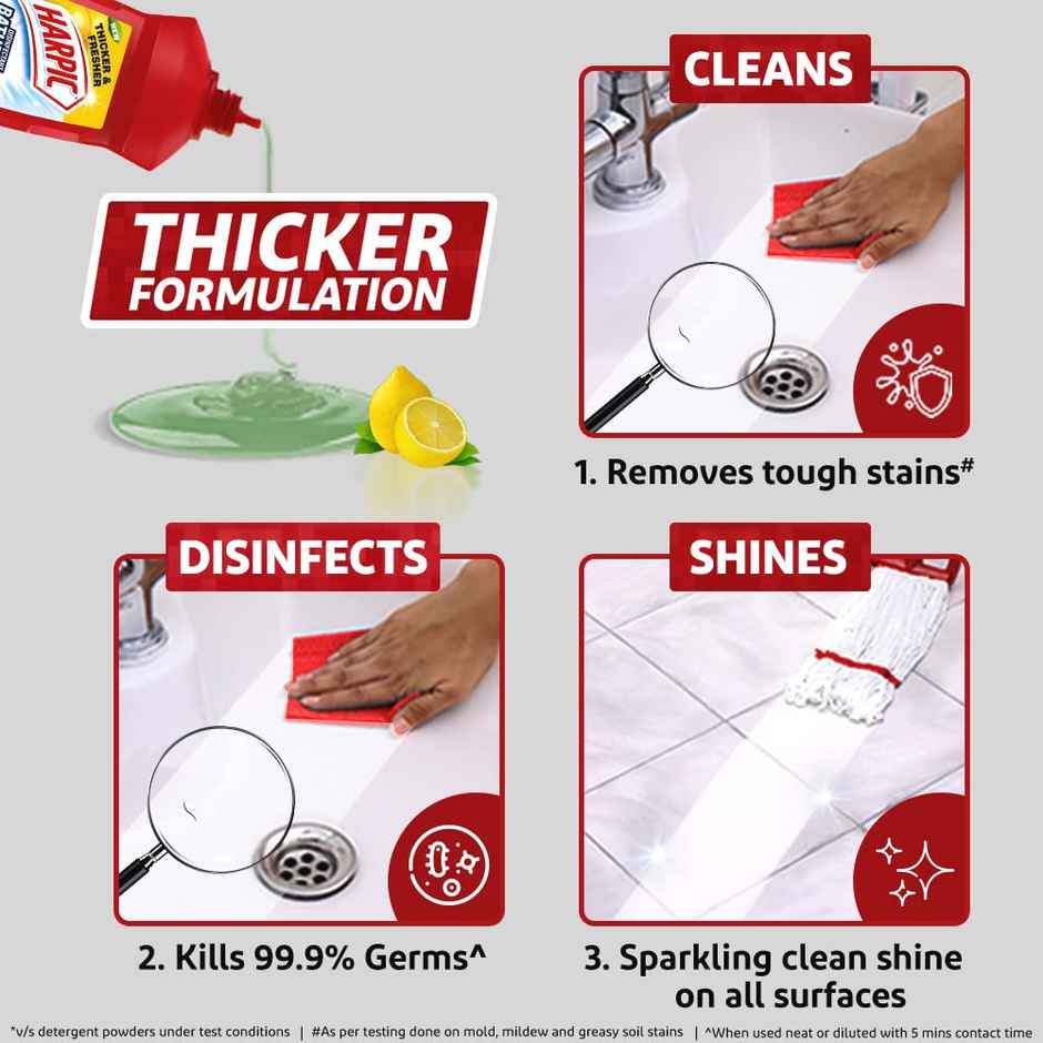 Harpic Disinfectant Bathroom Cleaner Liquid Lemon 1 L & Lizol ALL IN 1 Disinfectant surface cleaner cirtus 1 L Combo