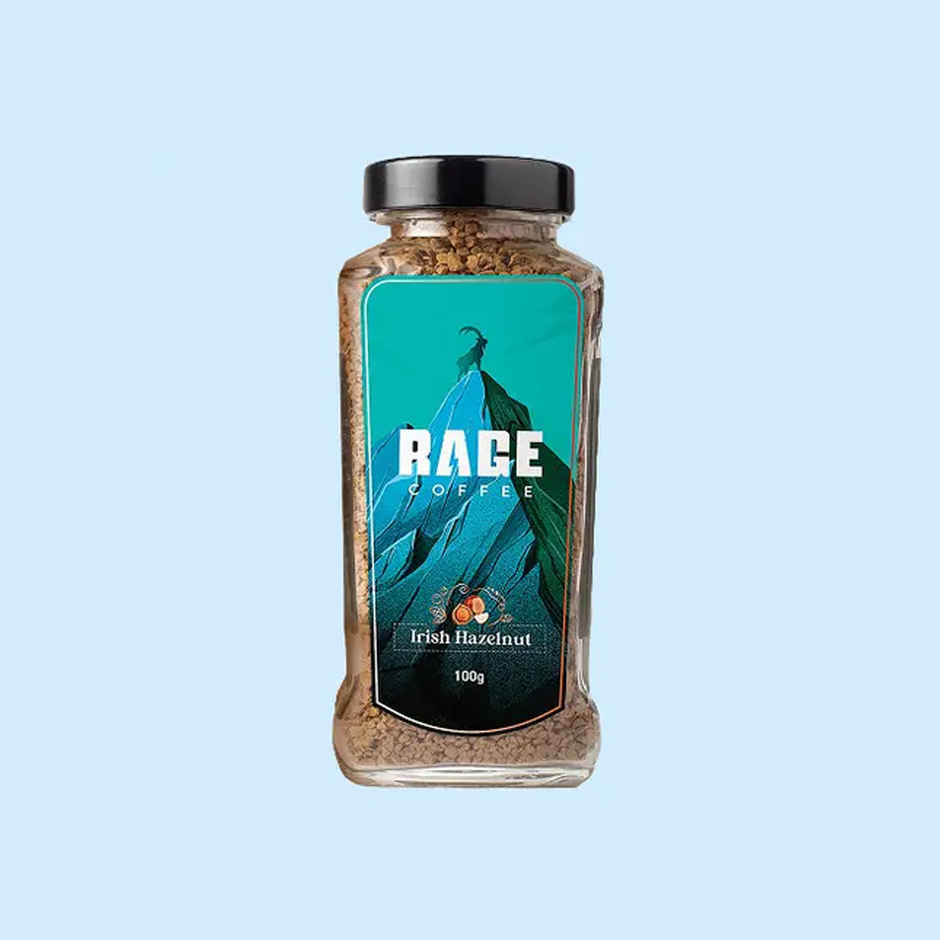 Rage Coffee Irish Hazelnut Flavour Premium Arabica Medium Roast Organic Instant Coffee