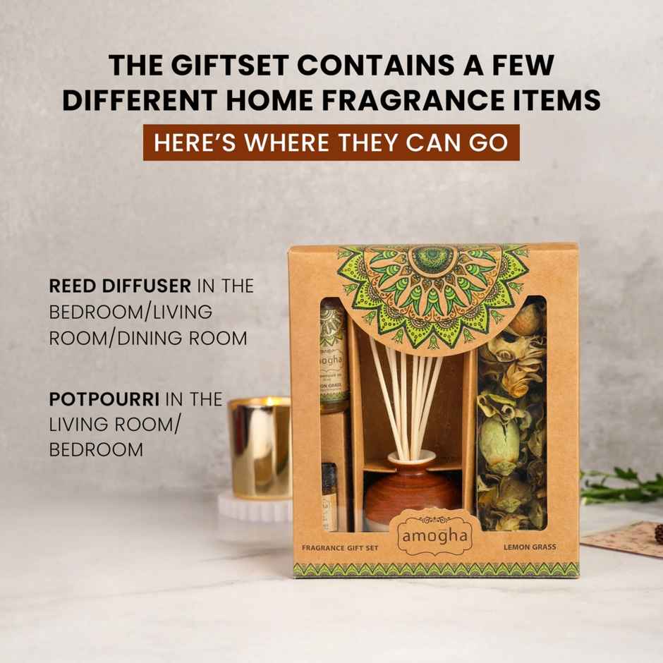 IRIS Amogha Lemongrass Fragrance Reed Diffuser Gift Set