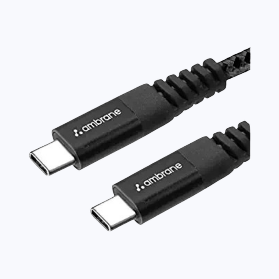 Ambrane RCTT15 Unbreakable 60W Fast Charging 1.5M Braided Type C to Type C Cable for Smartphones, Tablets, Laptops & Other Type C Devices, PD Technology, 480Mbps Data Sync - Black