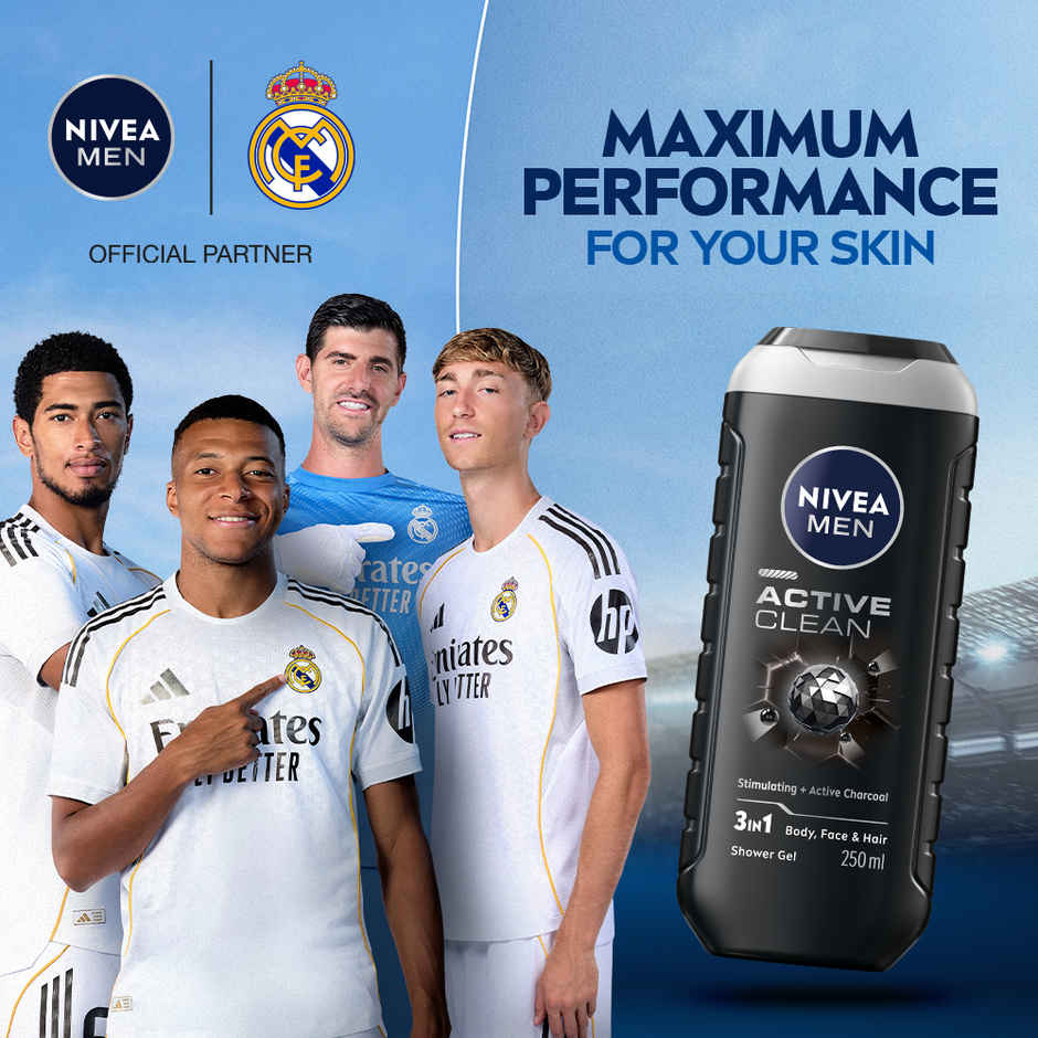 Nivea Men Active Clean with Active Charcoal Shower Gel for Body Face & Hair