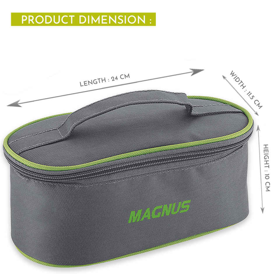 Magnus Olive-3 Prime Stainless Steel Lunchbox With Leak-Proof Containers & Insulated Carry Case