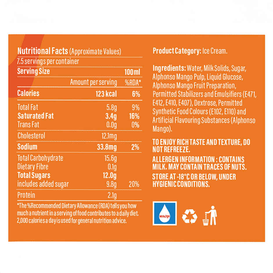 Mimo Alphonso Mango Divine Ice Cream Tub