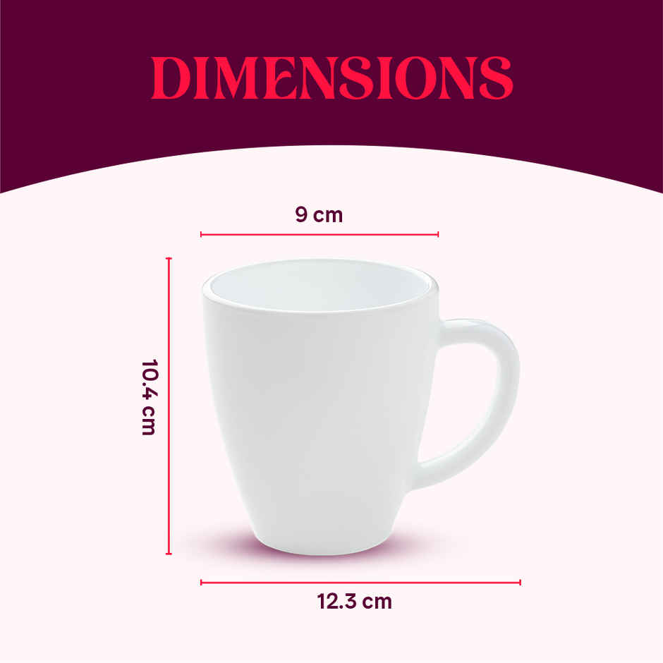 Larah By Borosil Waves Brown Opalware Tea/Coffee Mugs Set, 390Ml Each, Microwave & Dishwasher Safe