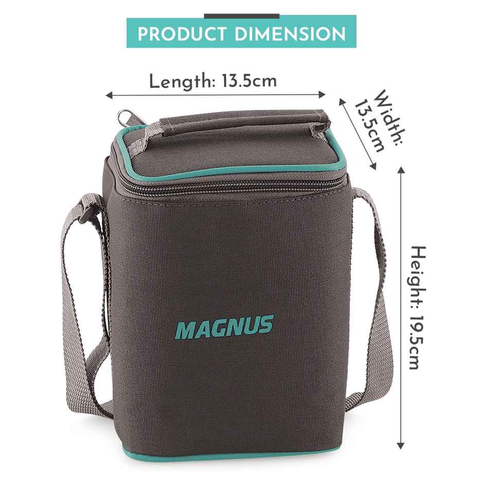 Magnus Glock Solid Lunch Box With Bag, 3pc Square Containers (320 ml Each), Borosilicate Glass Tiffin