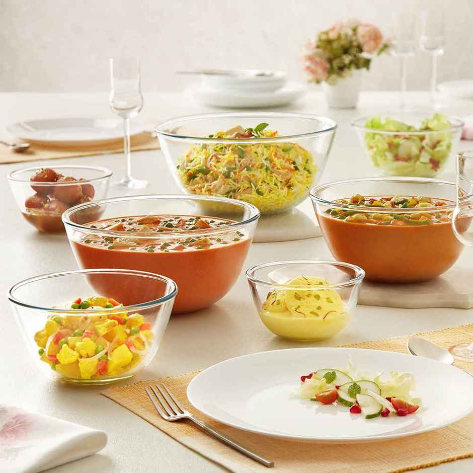 Borosil Mixing Bowl Set With Lid (1L)| Borosilicate Glass | Microwave Oven Safe